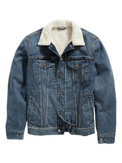 Sherpa-Lined Non-Stretch Jean Jacket 