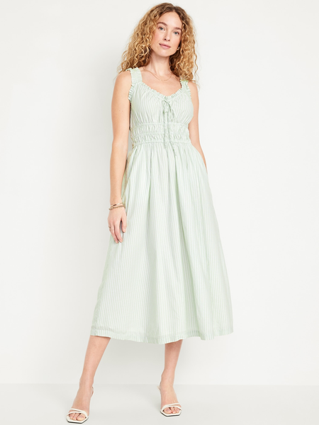 Waist-Defined Ruffled Midi Dress | Old Navy