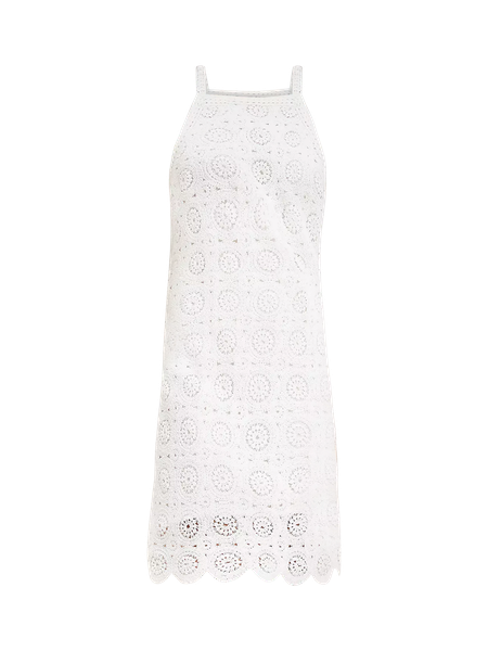 Crochet Lace Mini Halter Dress