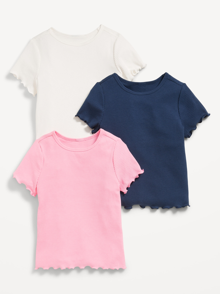 Long-Sleeve Shiny Ribbed Dress for Toddler Girls