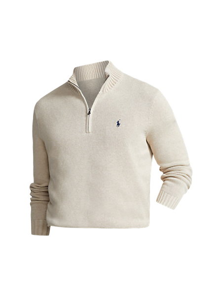 NEW RALPH LAUREN POLO SWEATER IVORY-COLORED 1/4 ZIP selling SIZE LARGE EC 423