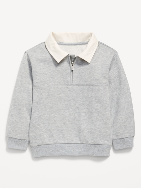 Oversized Collared Quarter-Zip Sweatshirt for Toddler Boys