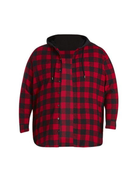 True Nation Hooded Flannel Sport Shirt 