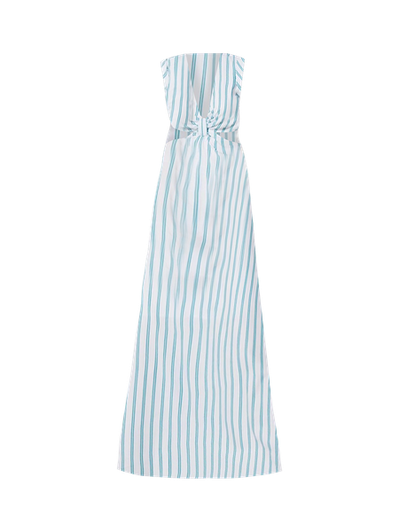 Petite Striped Cotton Midi Dress