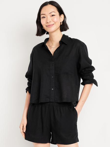 Maternity Linen-Blend Pull-On Shorts -- 3.5-inch inseam
