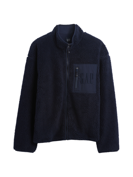 OLD GAP/オーバーサイズジップアップジャケット/ウール/黒 Gap公式オンラインストア | リサイクル ボア オーバーサイズ GAPロゴ